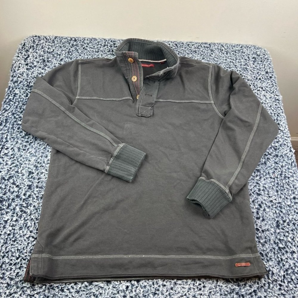 Jeremiah Henley Sweater Mens Large Brown Mock Neck Cotton Stretch Casual